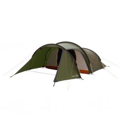 Easy Camp Pasvik 4, een betaalbare 4-persoons familietent met een verduisterde slaapruimte en een lichte leefruimte.
