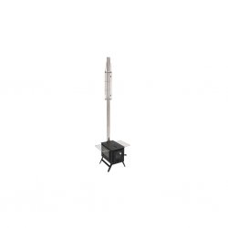 Robens Hunter tent stove with hob, window and drying rack.