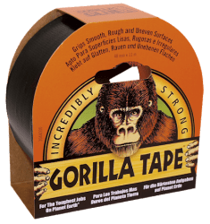 Gorilla Tape, durable all-purpose tape for camping and outdoor activities.